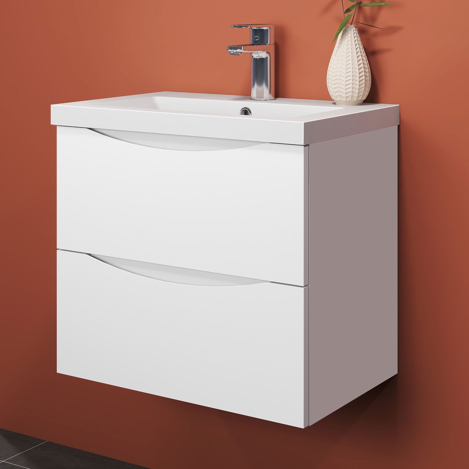 Aica Sanitär Waschtisch Waschbecken mit Unterschrank Soft Close Badmöbel Badschrank Gäste-WC