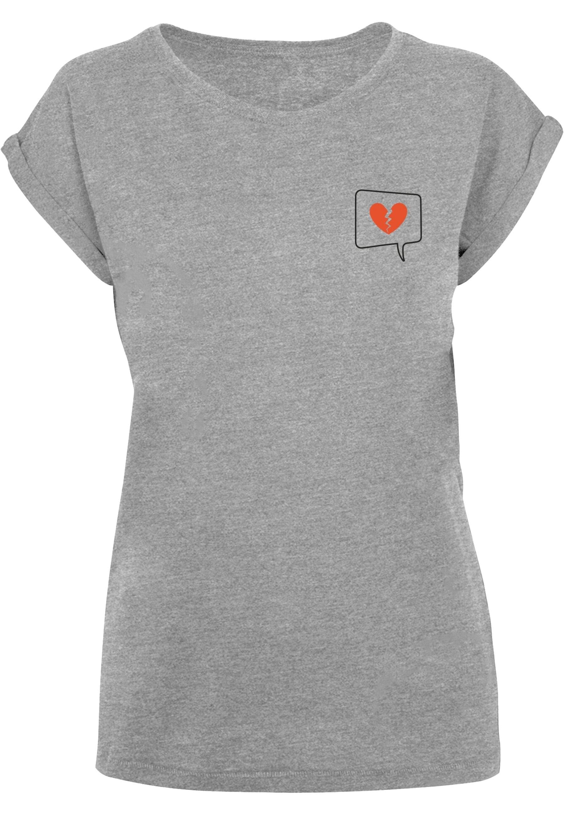 Heartbreak Ladies T-Shirt (1-tlg) Merchcode Tee Extended heathergrey Shoulder Damen