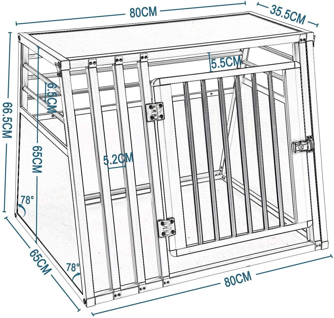 EUGAD Tiertransportbox, Alu Hundebox Reisebox Autobox für große Hunde
