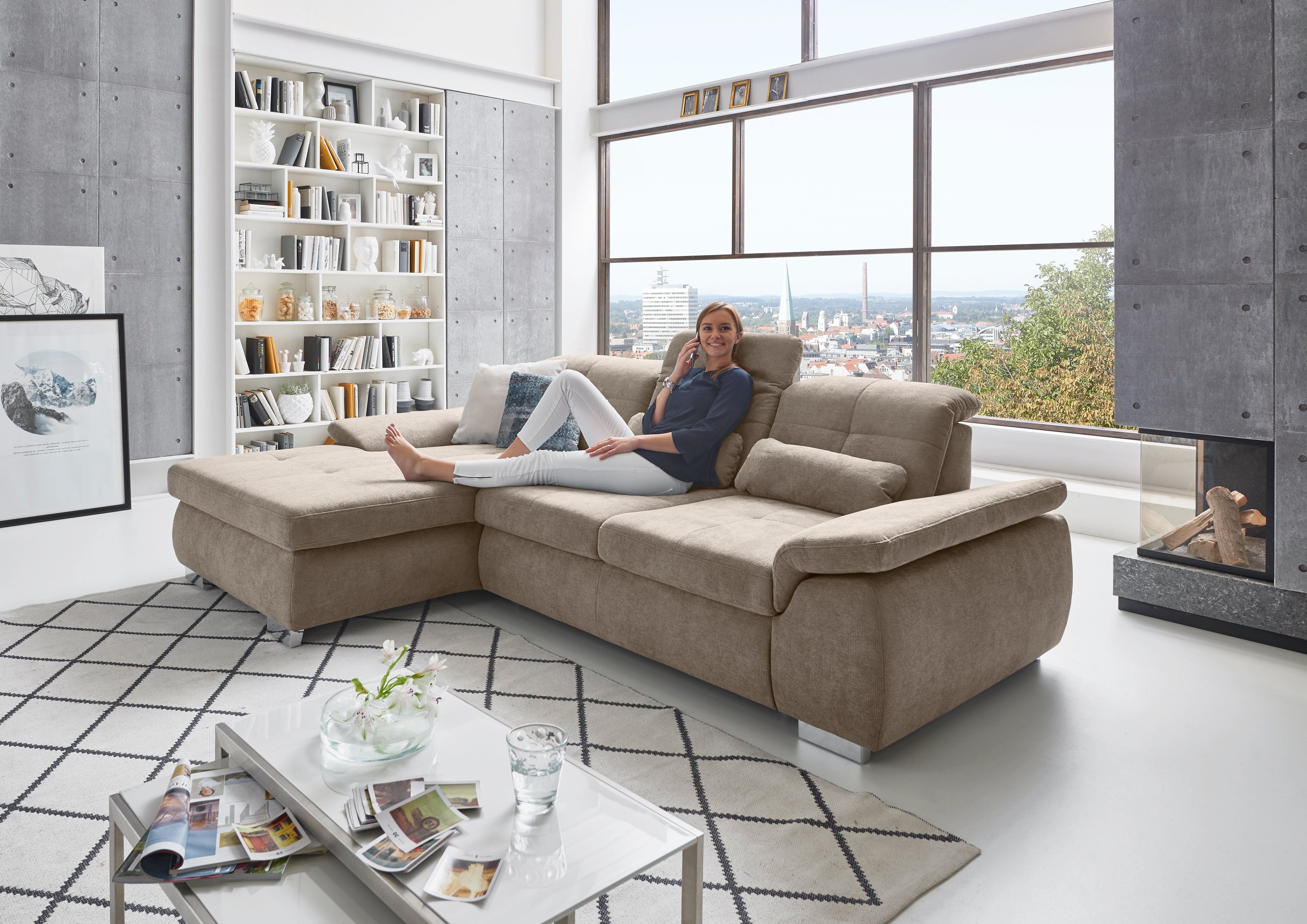 Die PlanBar Ecksofa "MP-IN16037 L-Form mit Federkern-Polsterung", mit Sitzt günstig online kaufen