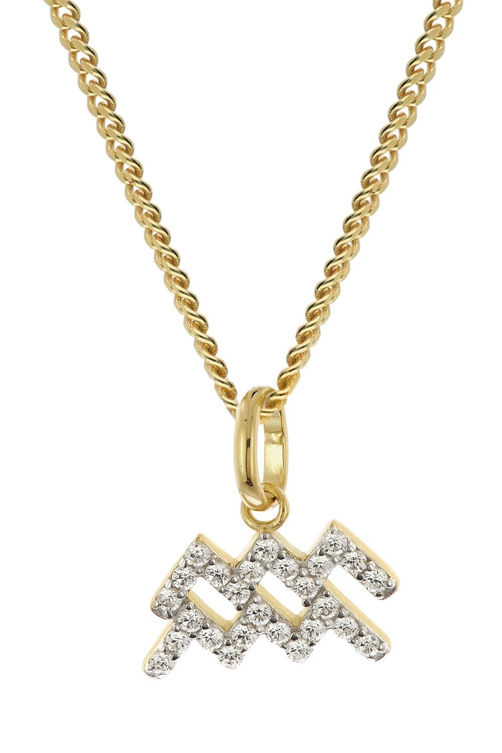 Glizz Panzerkette Sternzeichen Wassermann Gold 333/8K an vergoldeter Silberket