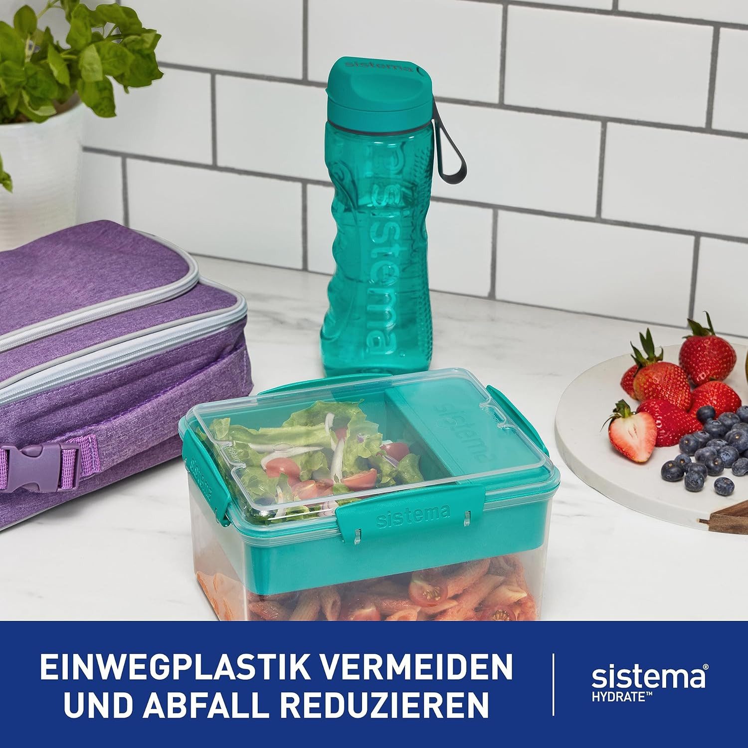 sistema Trinkflasche Sistema Active Sport-Wasserflaschen, 800 ml BPA-frei, 2 Stück