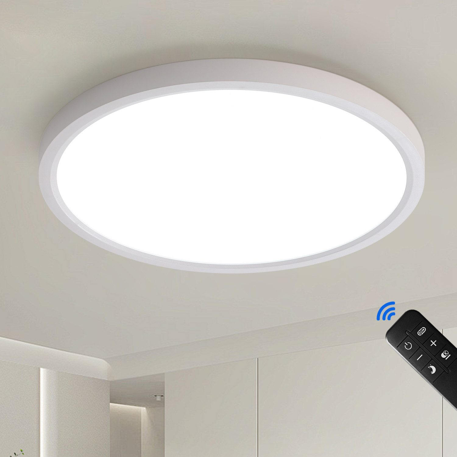 JDONG LED Deckenleuchte Flach Rund Ø30CM/40CM/50CM/60CM Deckenlampe, Badezimmer lampe, Rund Flach, 4000K Neutralweiß, Lamp für Wohnzimmer Schlafzimmer Küche Balkon Büro Flur