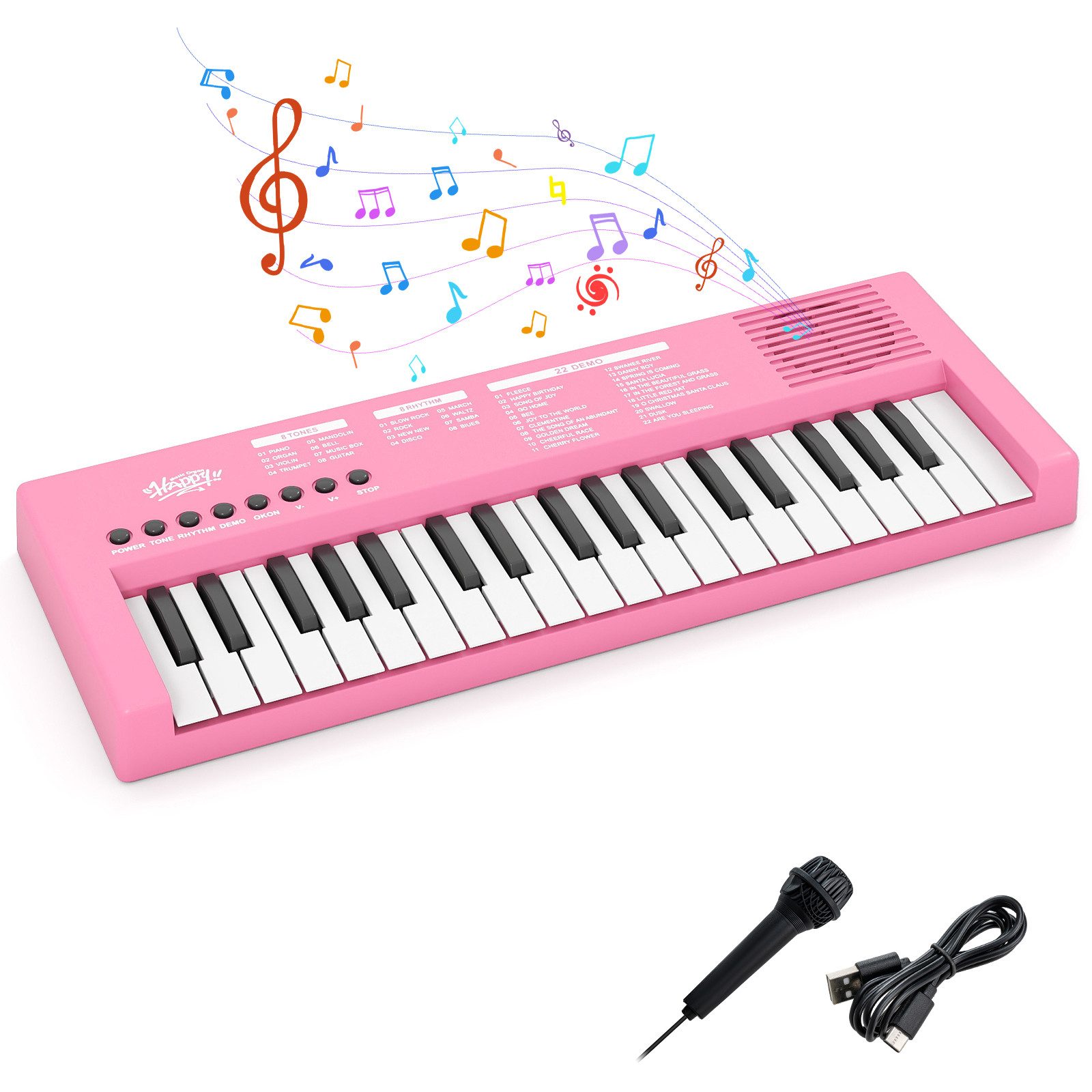 COSTWAY Home-Keyboard (1-St), Kinder Klavier Keyboard, 37 Tasten E-Piano, tragbar