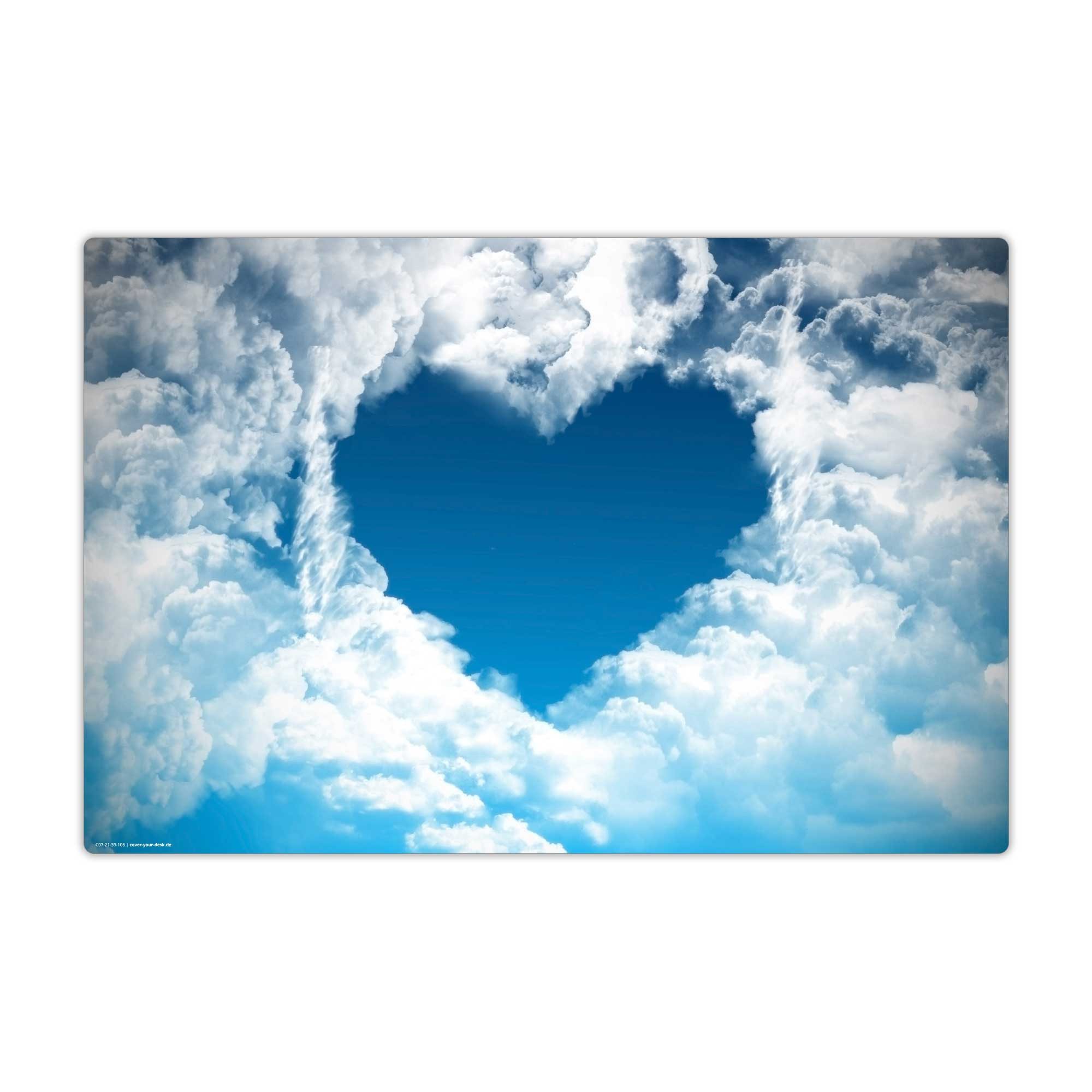 cover-your-desk.de Schreibtischunterlage abwaschbar - Herz aus Wolken - aus premium Vinyl - Made in Germany, (1 tlg)