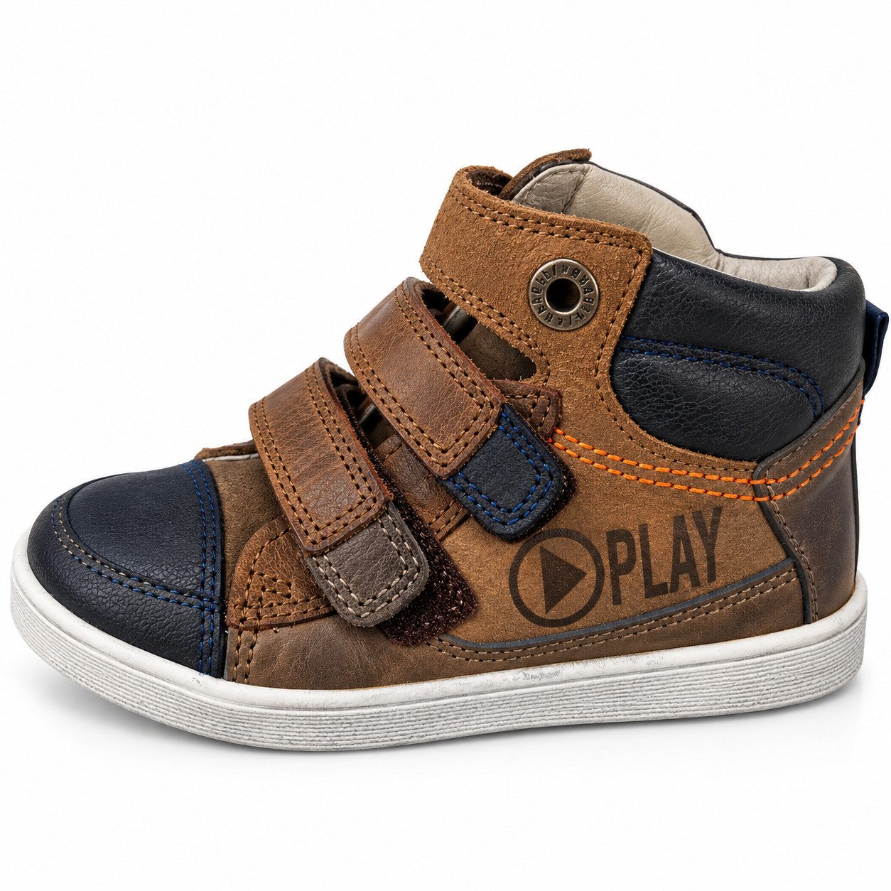 Braqeez Klettschuh Mid Lederschuh 416808 Cognac Taupe Sneakerboots