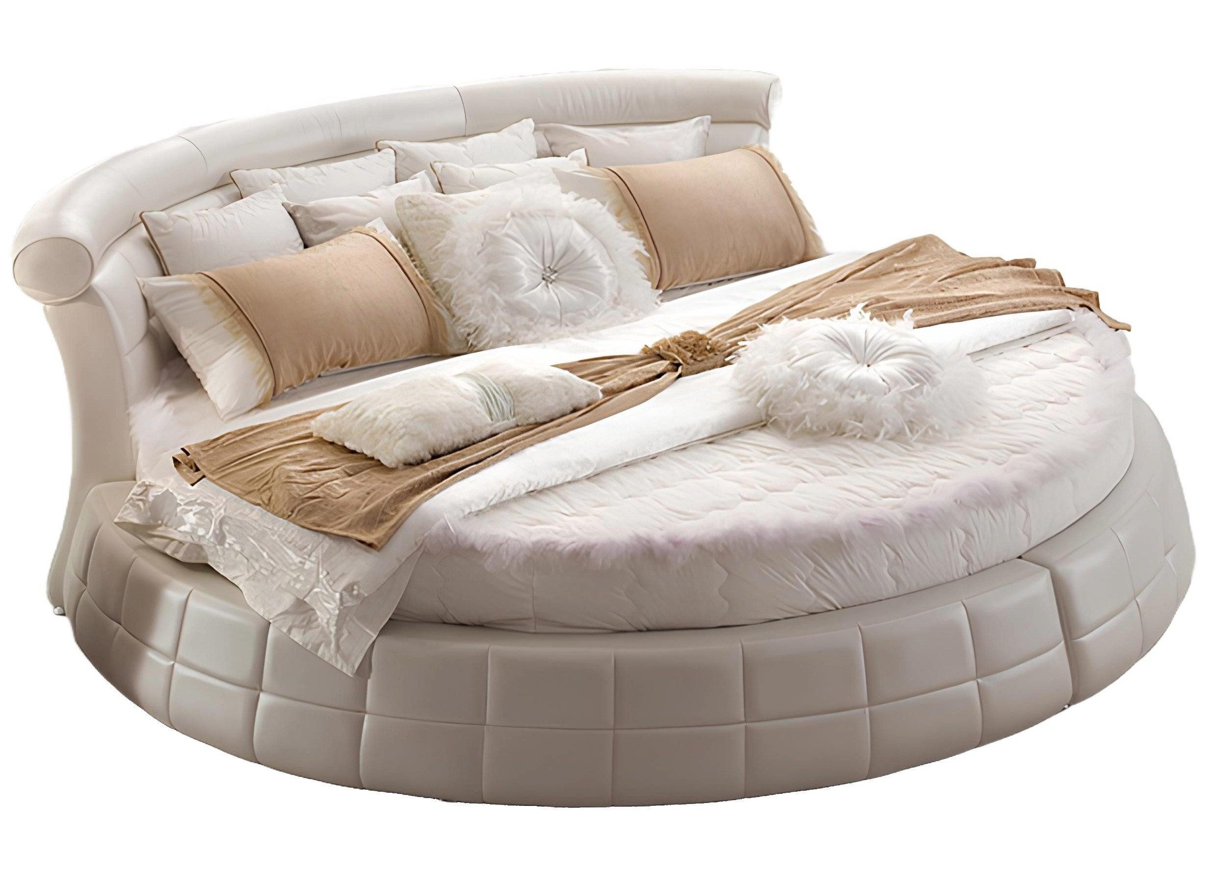 Xlmoebel Rundbett Luxuriöses Designer-Rundbett mit Leder- und Velvetbezug (Chesterfield Bett 4062292302268), Hergestellt in Europa