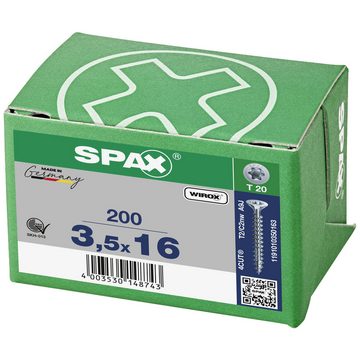 SPAX Schraube SPAX 1191010350163 Holzschraube 3.5 mm 16 mm T-STAR plus Stahl WIR