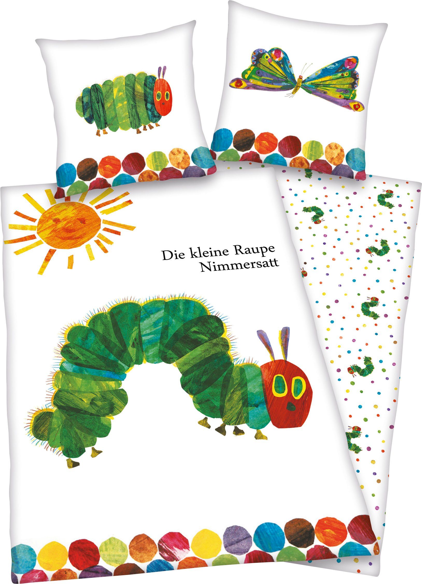 Die kleine Raupe Nimmersatt Kinderbettwäsche Die kleine Raupe Nimmersatt, Renforcé, mit niedlichem Motiv