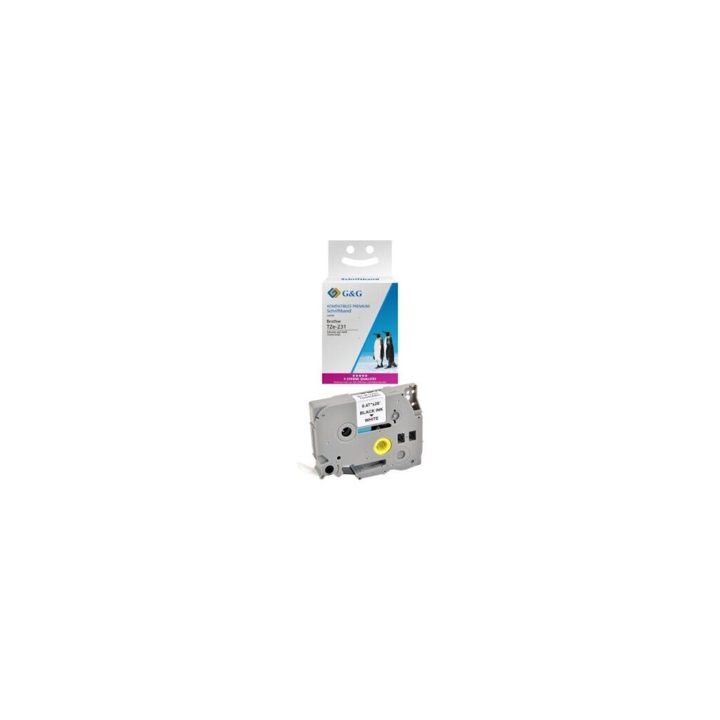 G & G Verlagsgesellschaft Druckerband G&G Schriftband 12mm x 8m sw-ws komp. m. Brother Tze-231