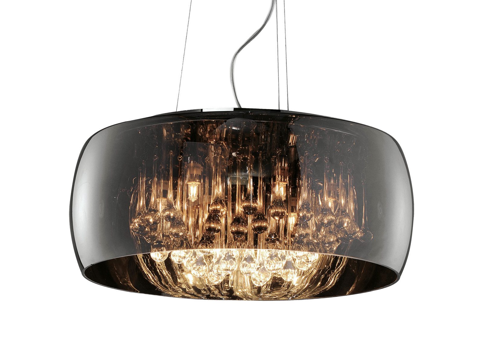 TRIO Leuchten LED Pendelleuchte, LED wechselbar, Warmweiß, Designer-lampen Лампыschirm Rauch-glas Kristall übern Esstisch, Ø50cm