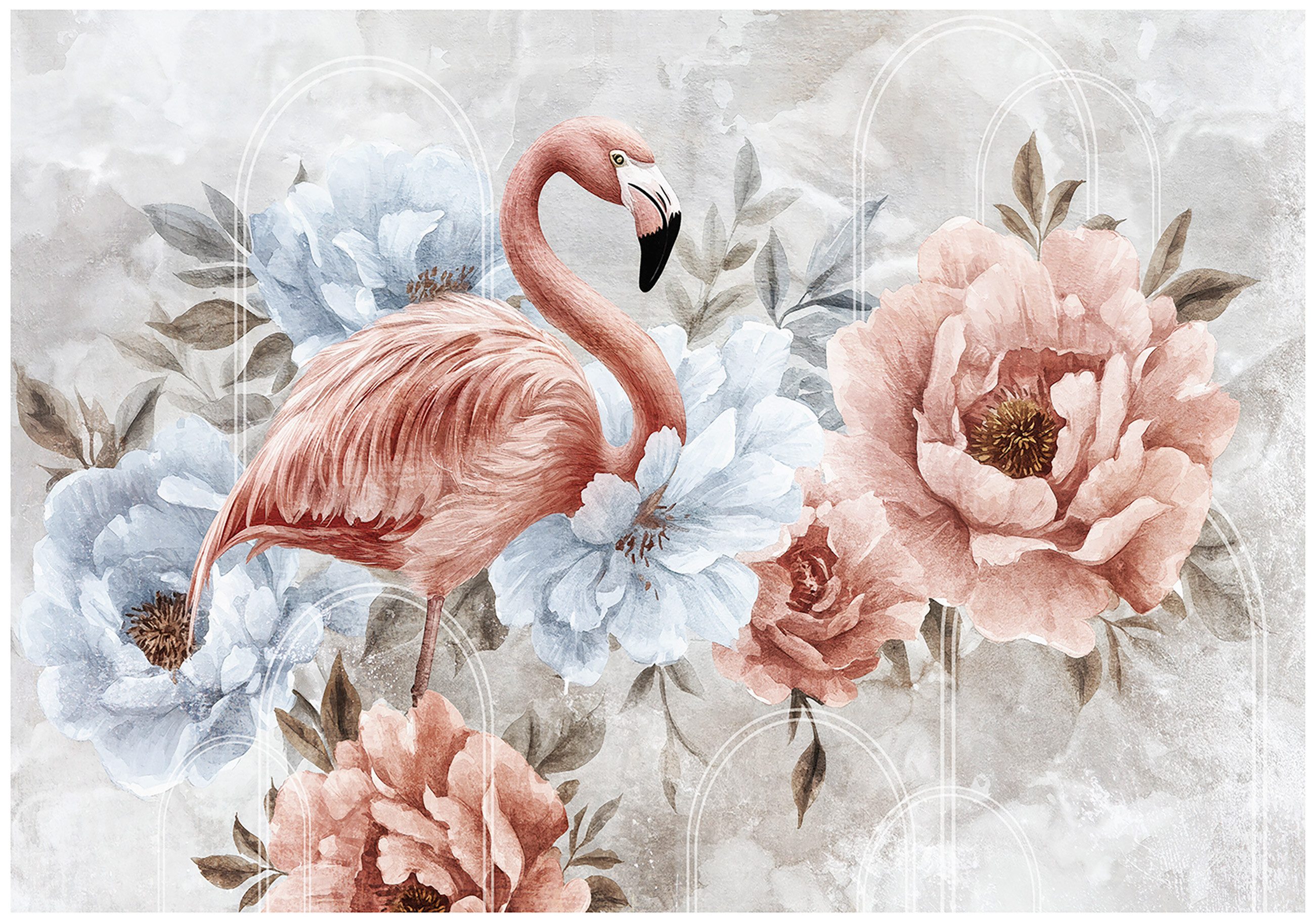 Wallarena Fototapete Blumen Vintage - Vlies - Schlafzimmer, glatt, (2 St), 254x184cm