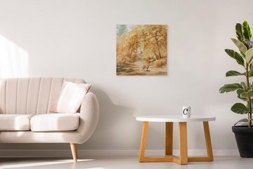 KUNSTLOFT Gemälde Golden Clearing 60x60 cm, Leinwandbild 100% HANDGEMALT Wandbild Wohnzimmer