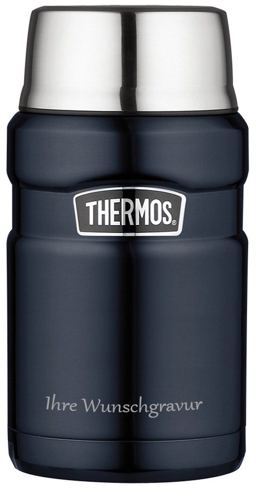 THERMOS Thermobehälter, Edelstahl, Essensbehälter 'King' 710 ml, blau, mit persönlicher Wunschgravur