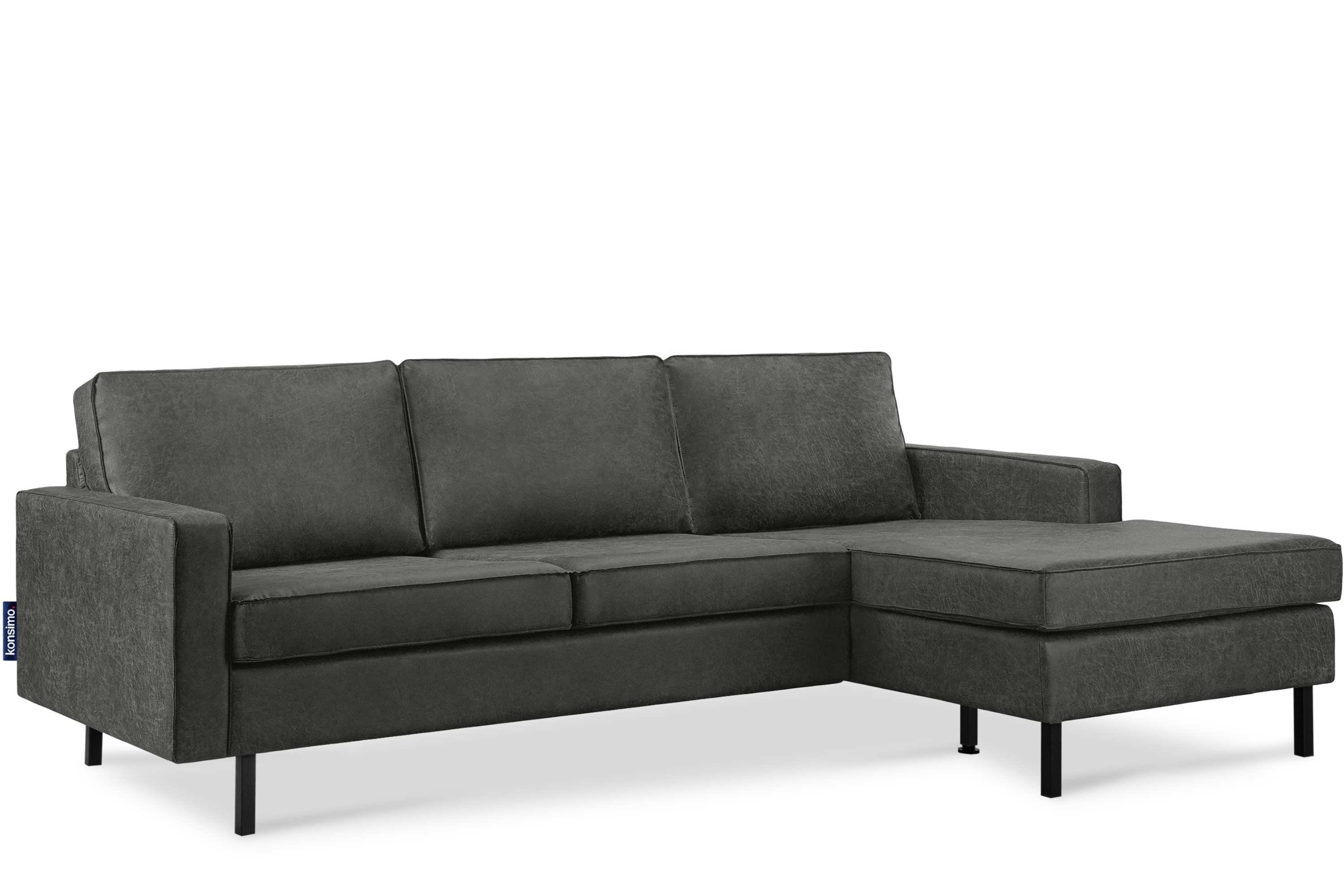 KONSIMO® Ecksofa INVIA Rechtes Ecksofa mit Ottomane, Grundschicht: Echtlede günstig online kaufen
