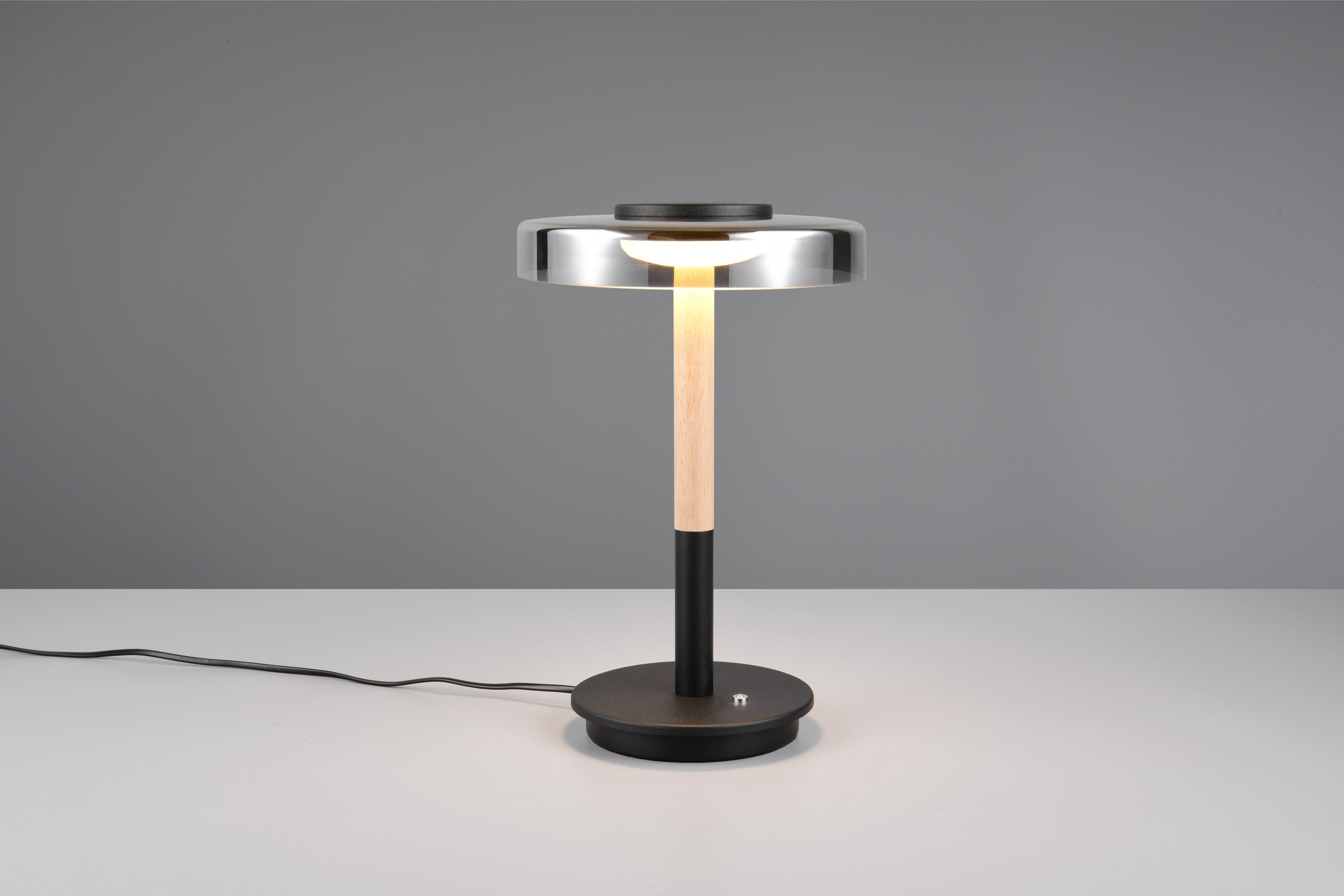 TRIO Leuchten LED Tischleuchte CELESTE, LED Tischlampe mit 4-Stufen Touchdimmer 10W warmweiß 3000K, Dimmfunktion, LED fest integriert, Warmweiß, 1050 Lumen Höhe 35cm, Tischlampe mit Glasschirm Ø 22cm, Memoryfunktion