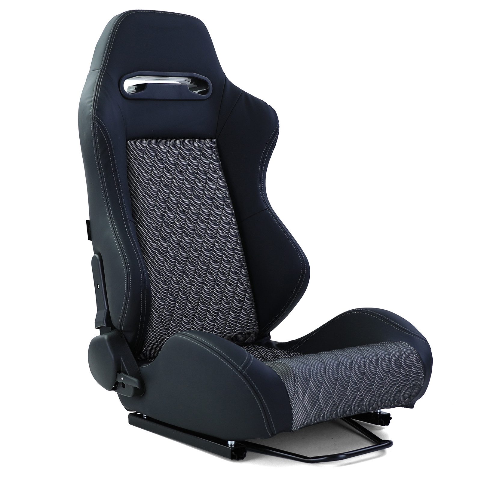 Tenzo-R Gaming Chair Sportsitz Spielekonsole Sim Racing Schwarz Silber mit Rauten