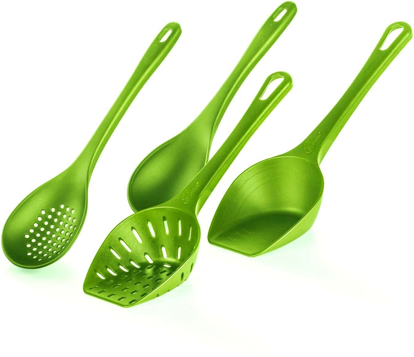 Genius Kochbesteck-Set Genius - Schöpflöffel Set 4-teilig Schöpfkellen Suppenkelle Kiwigrün (Set bestehend aus 4 Schöpfwerkzeugen)