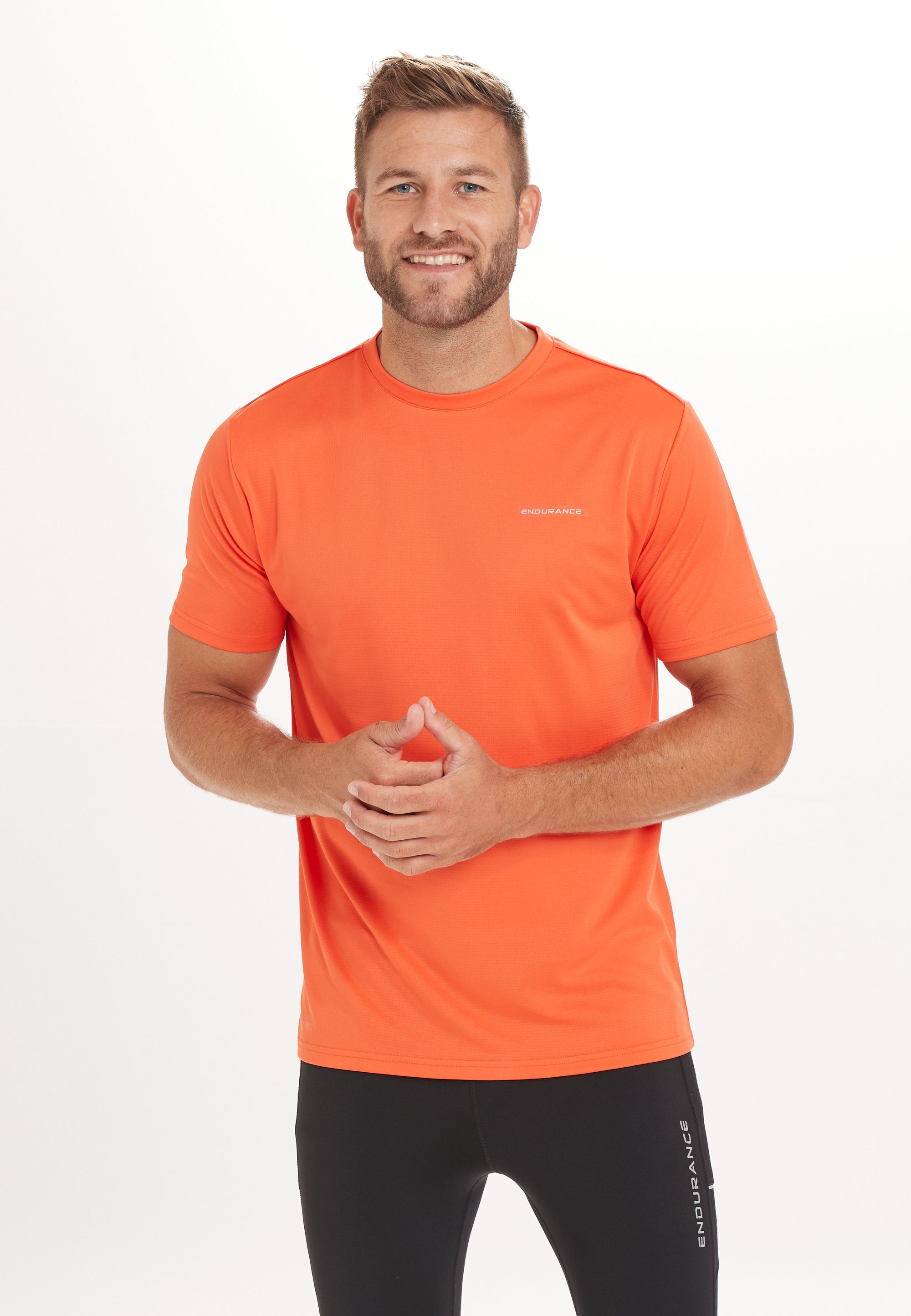 ENDURANCE Funktionsshirt VERNON (1-tlg) mit praktischer QUICK DRY-Technologie orange-weiß