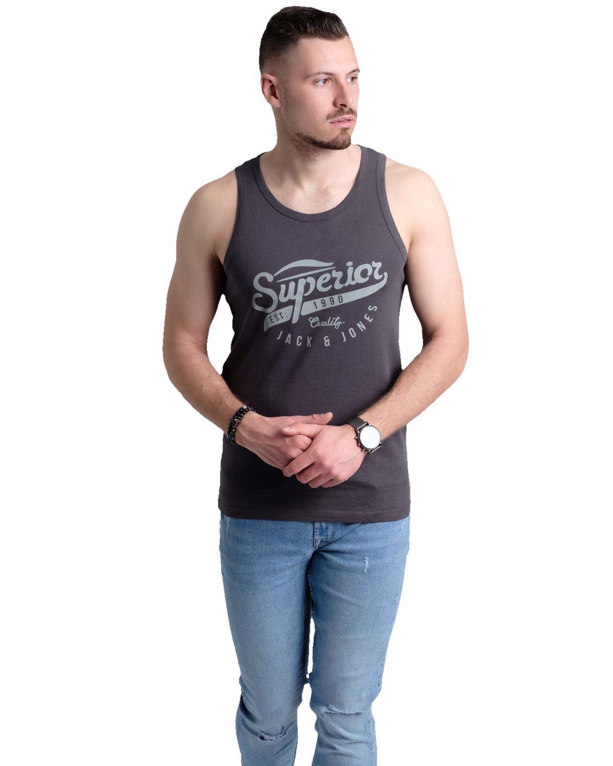 Jack & Jones Tanktop Bequemes Slimfit Shirt mit Printdruck (3er-Pack) mit Print
