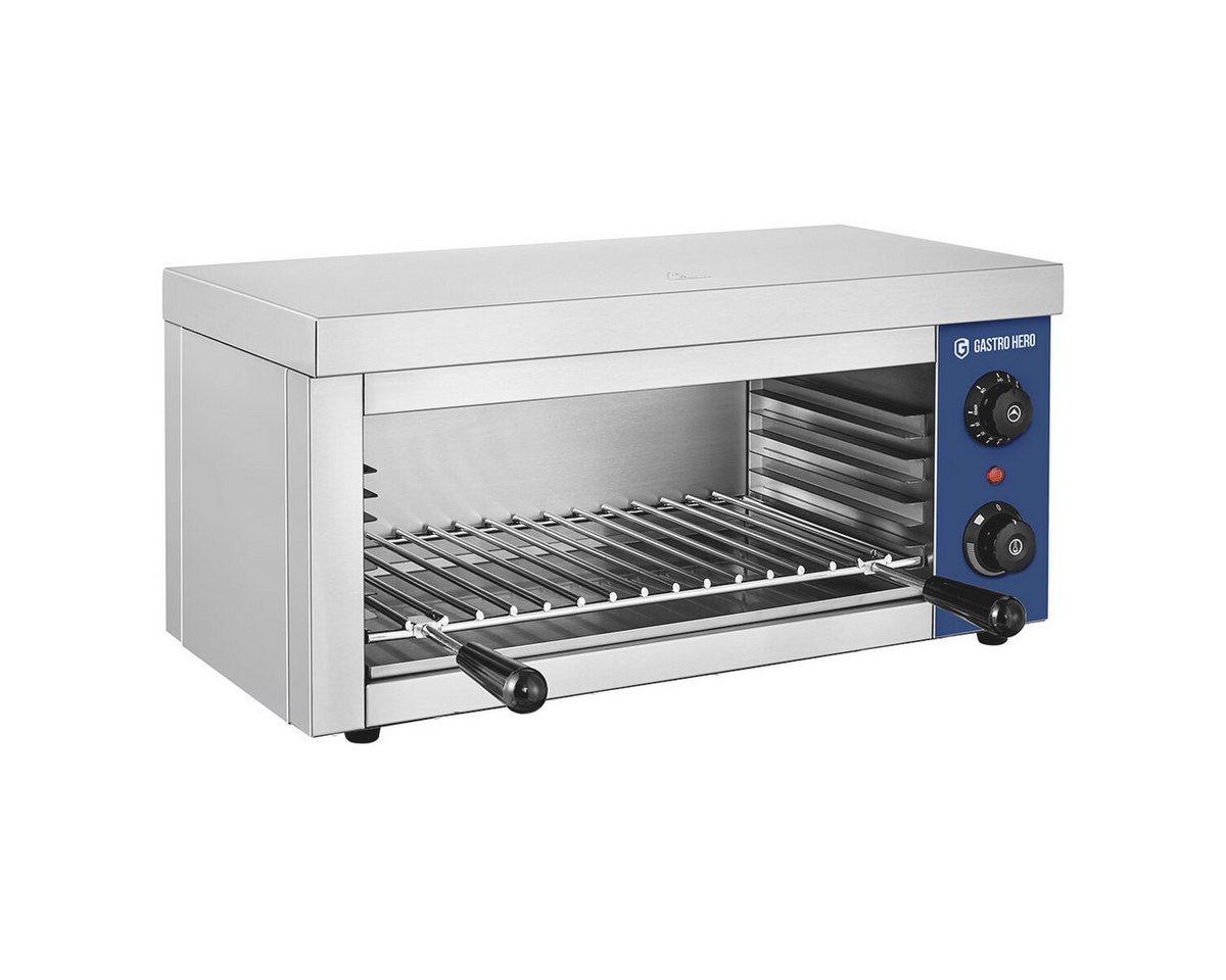 GastroHero Warmhalteplatte Elektro Salamander ECO 610 2 kW Edelstahl Grill, Höhenverstellbare Heizelemente, zwei separate Heizzonen