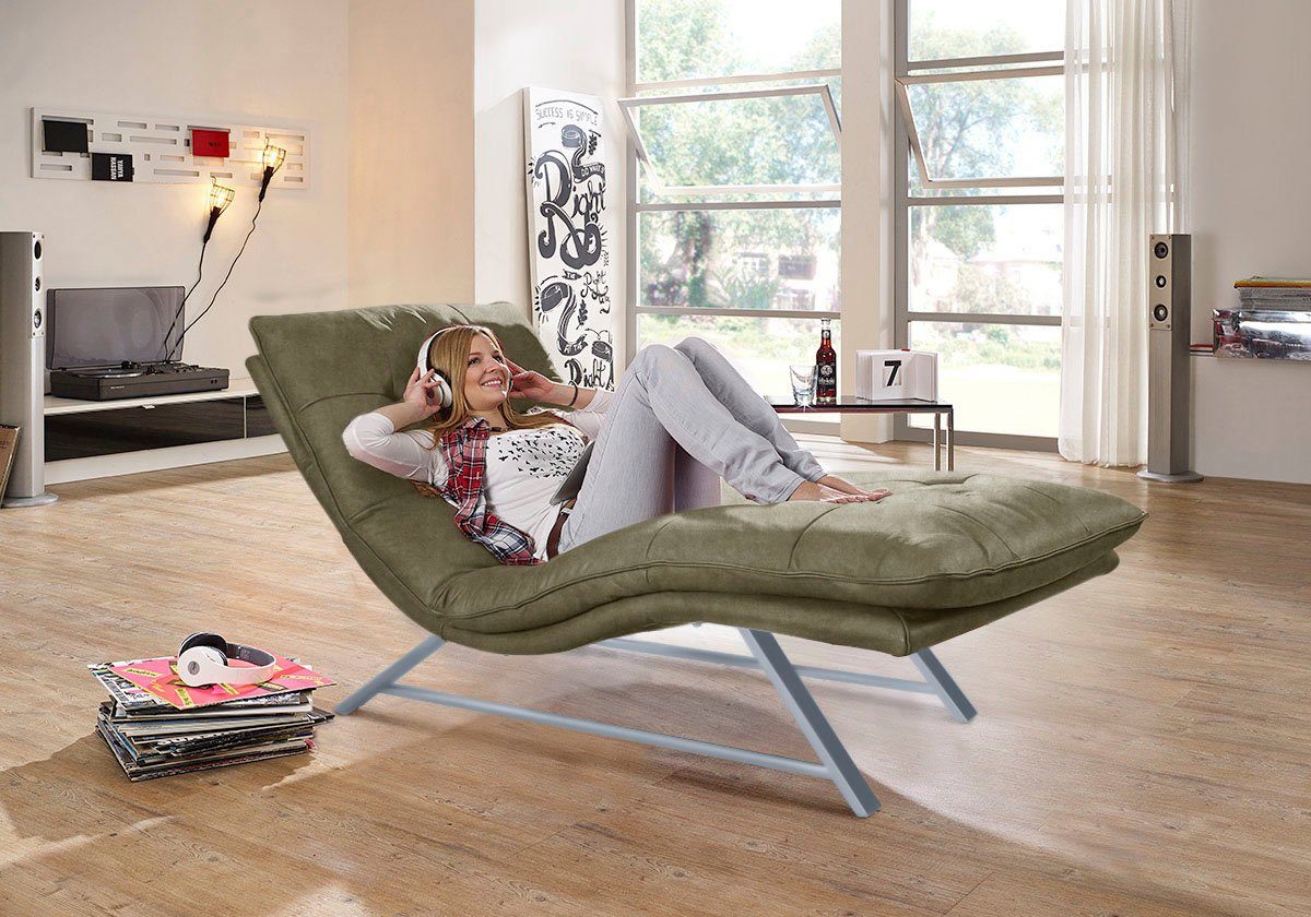 W.SCHILLIG Relaxliege daily dreams, in Waffelkissen-Optik, wahlweise mit Motor, Kufengestell, in 2 Breiten