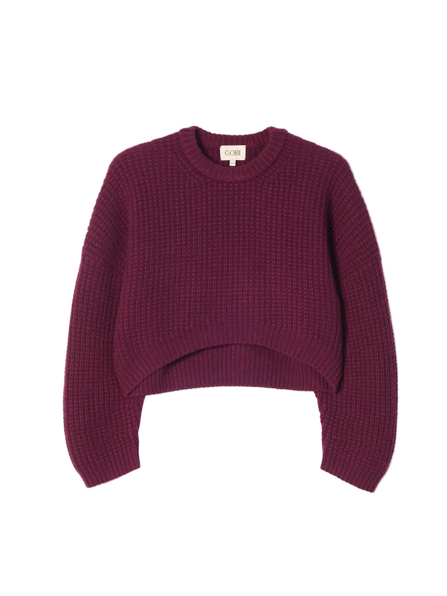 Rundhalspullover Kaschmir-Pullover mit ovalen Ärmeln in Cropped-Länge