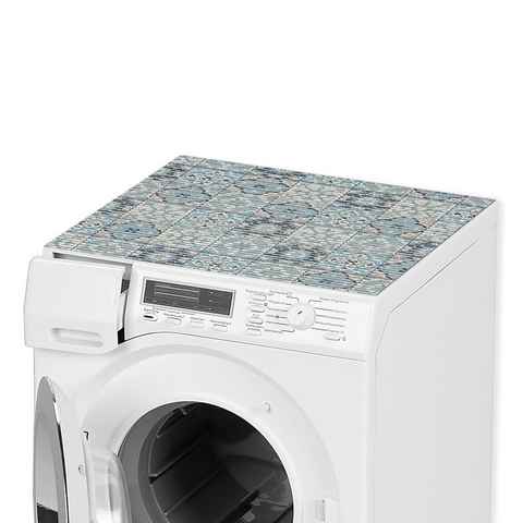 matches21 HOME & HOBBY Antirutschmatte Waschmaschinenauflage Kachel blau rutschfest 65 x 60 cm, Waschmaschinenabdeckung als Abdeckung für Waschmaschine und Trockner