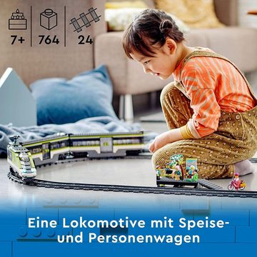 LEGO® Konstruktionsspielsteine City Personen-Schnellzug, Set mit ferngesteuertem Zug, Eisenbahn, (Geschenk Weihnachten, Geburtstag, Frauen Männer Kinder, 764 St., Baukasten Erwachsene, Kinder Sale), Bausteine Konstruktionssteine, Bausatz, Spielzeug, Klemmbausteine