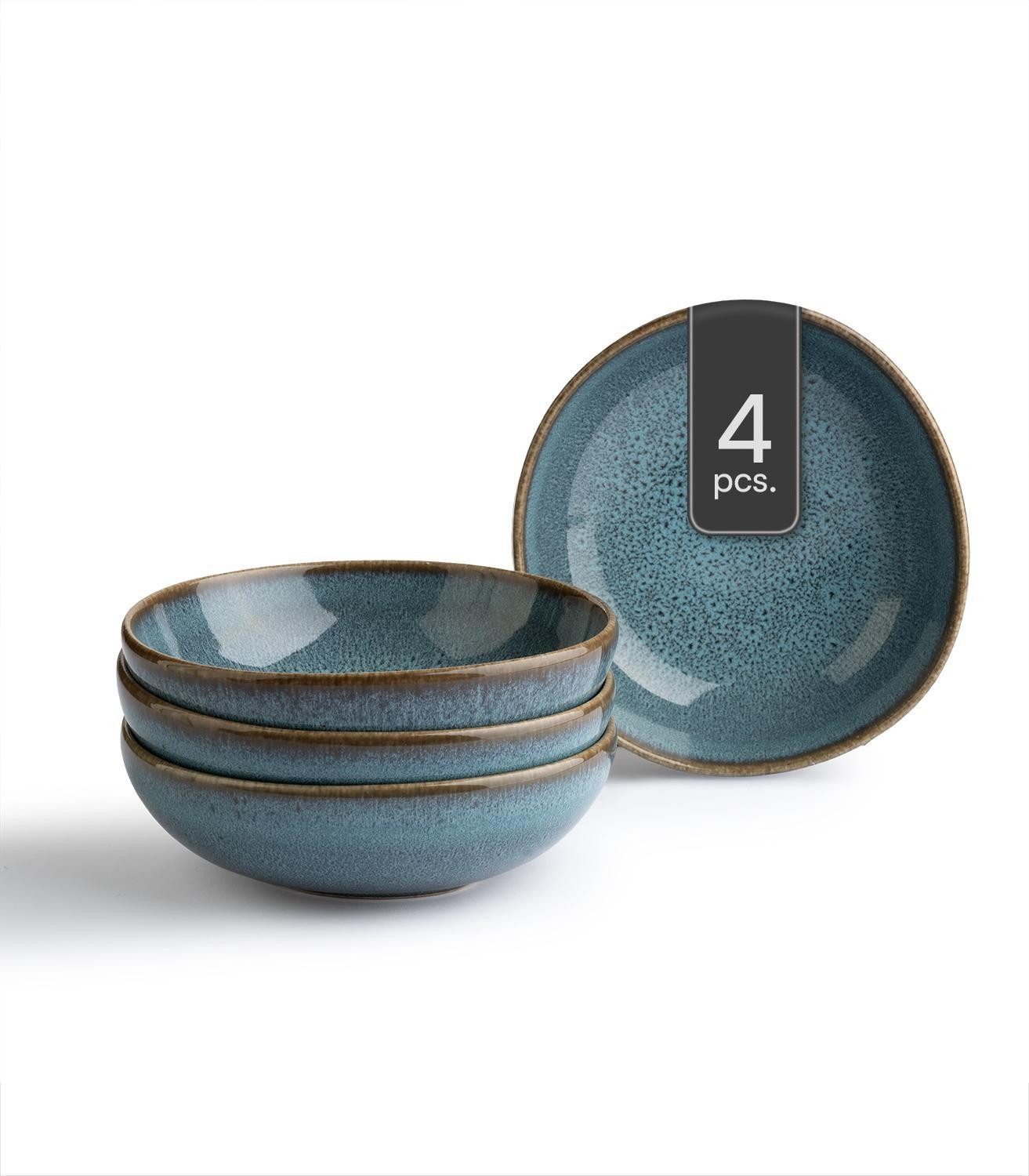 Villeroy & Boch Schale LAVE, Ø 17 cm, Blau, Grün, mit Reaktivglasur, Steingut, (4-tlg), Spülmaschinenfest, Mikrowellengeeignet