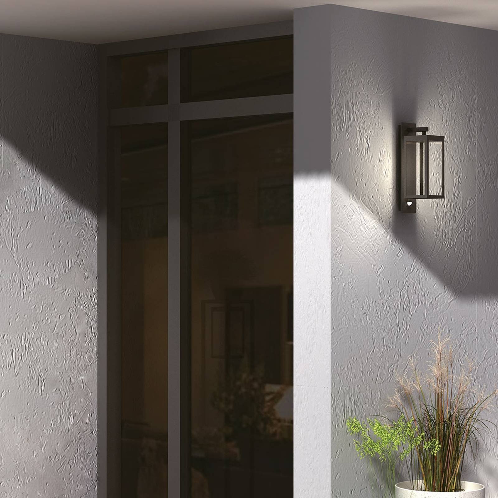 Lucande Außen-Wandleuchte inkl. LED-Leuchtmittel Ferdinand, 1 verbaut, Glas, klar, dunkelgrau, flammig, warmweiß, Aluminium, fest Modern