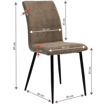 TRISENS Polsterstuhl Mora (einzeln oder im 2er, 3er, 4er Set, 1 St), gepolsterte Essstühle mit Stoffbezug in 4 trendigen Farbvarianten