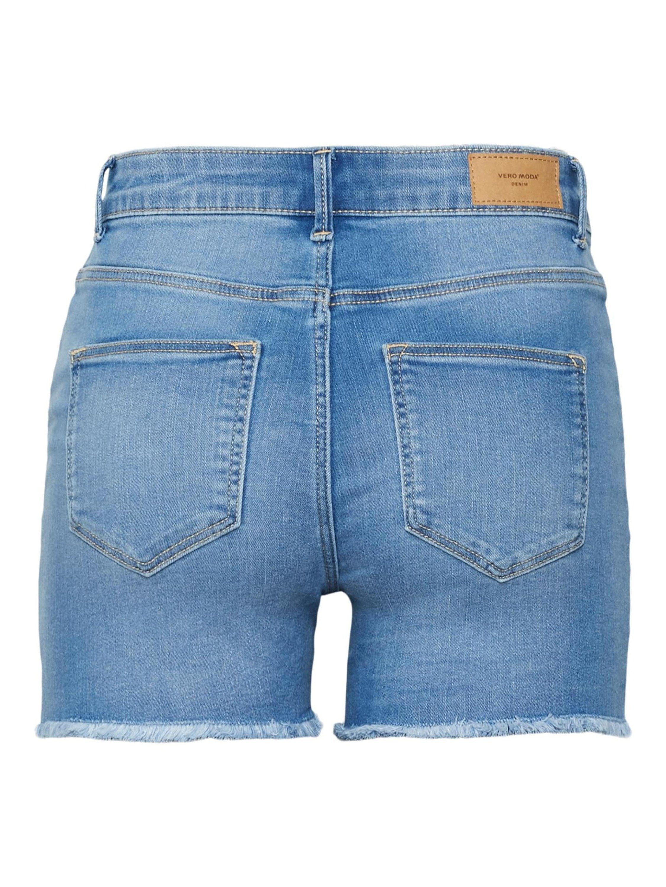 Vero Moda Jeansshorts Peach (1-tlg) Fransen