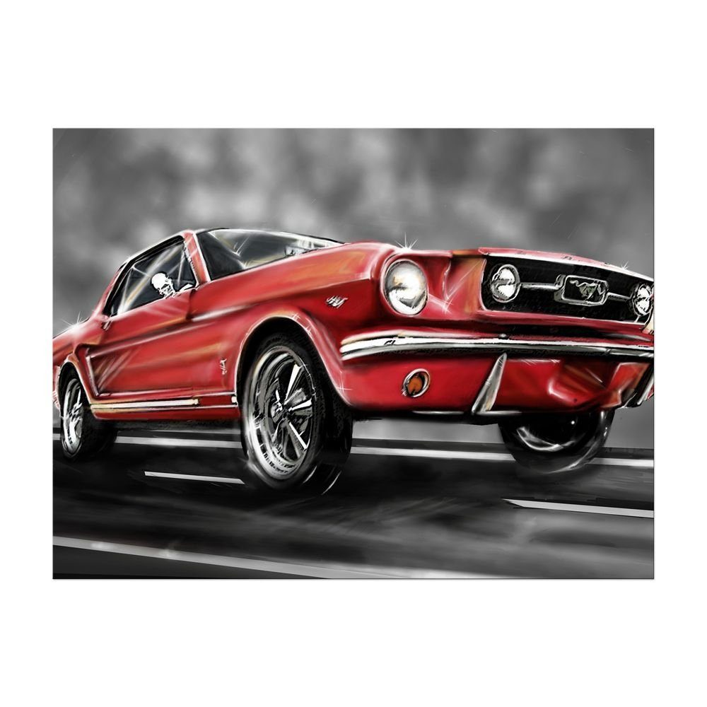 Bilderdepot24 Leinwandbild Mustang Graphic - rot, Fahrzeuge