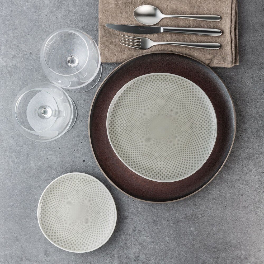 Rosenthal Teller-Set Teller-Set 18-tlg. Junto Pearl Grey, Porzellan, Kombiservice, Geschirrset, Tafelservice, für 6 Personen