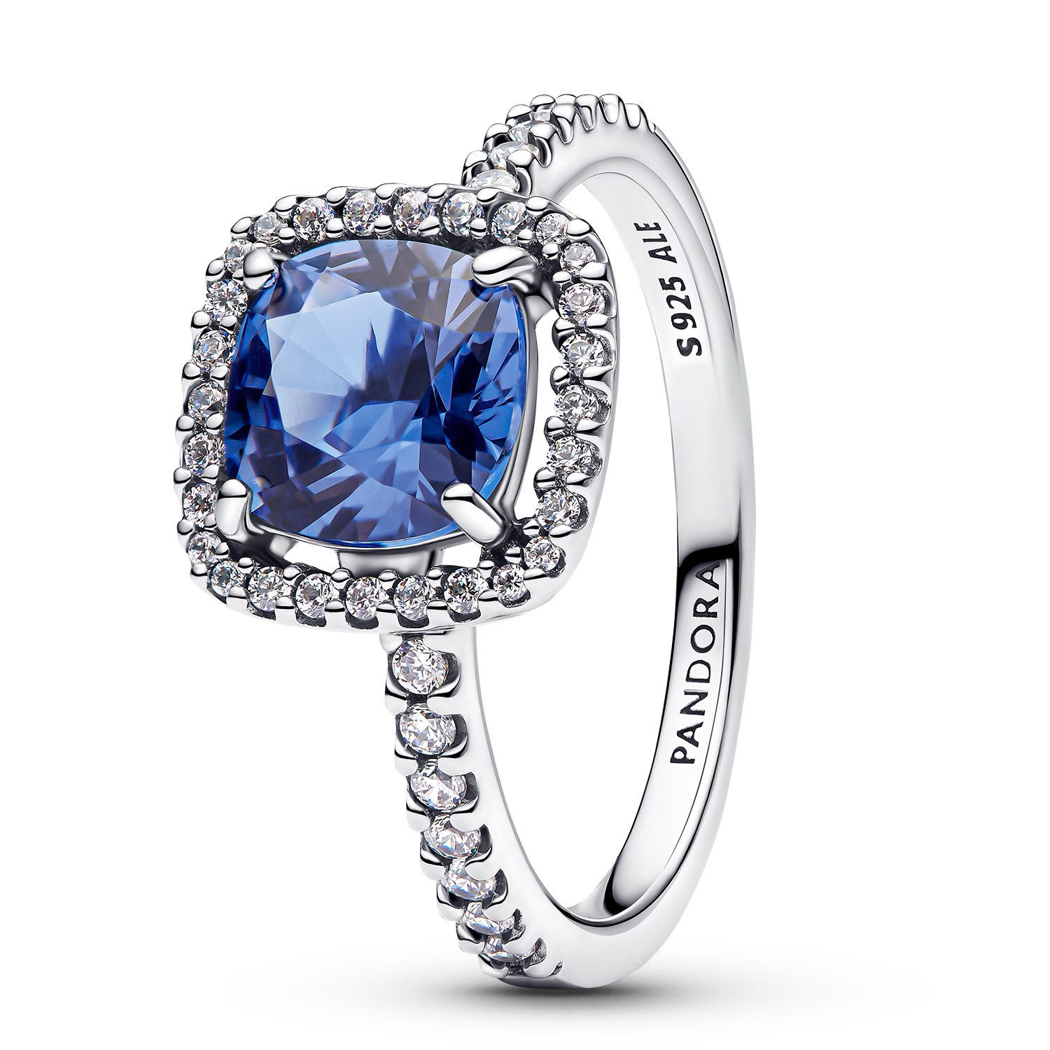 Pandora Silberring Silber Funkelndes Quadrat Blau günstig online kaufen