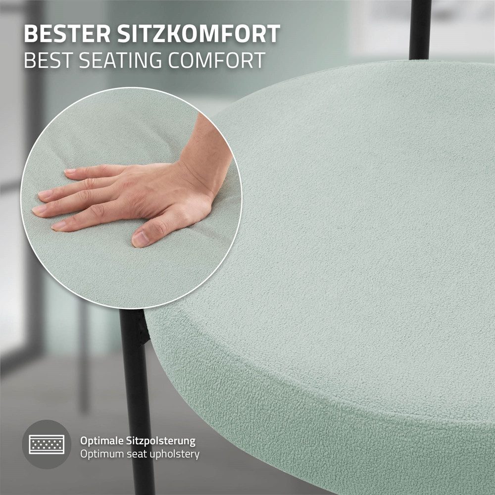 ML-DESIGN Polsterstuhl Esszimmerstühle Gruppe Küchenstuhl aus Teddystoff mit Metallbeinen (6 St), Clubstuhl 6er Set Wohnzimmerstuhl Grün moderne Design Lounge S – Bild 4 von 5