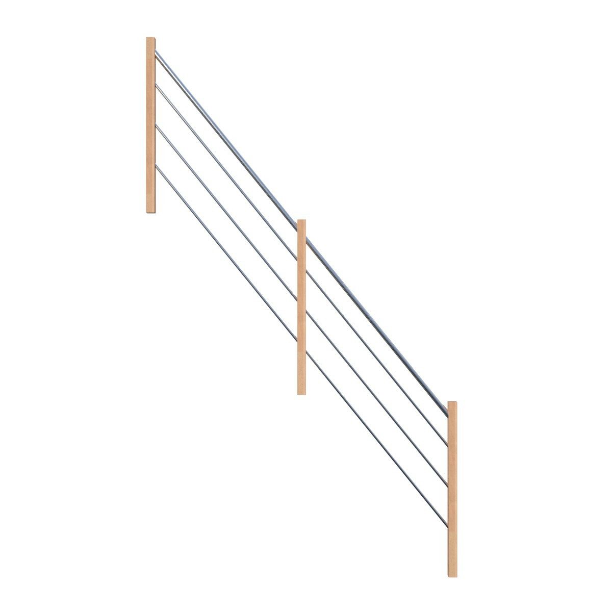 Starwood Treppengeländer Treppengeländer Modell Eiche 3000-Holz-Edelstahl-Rechts