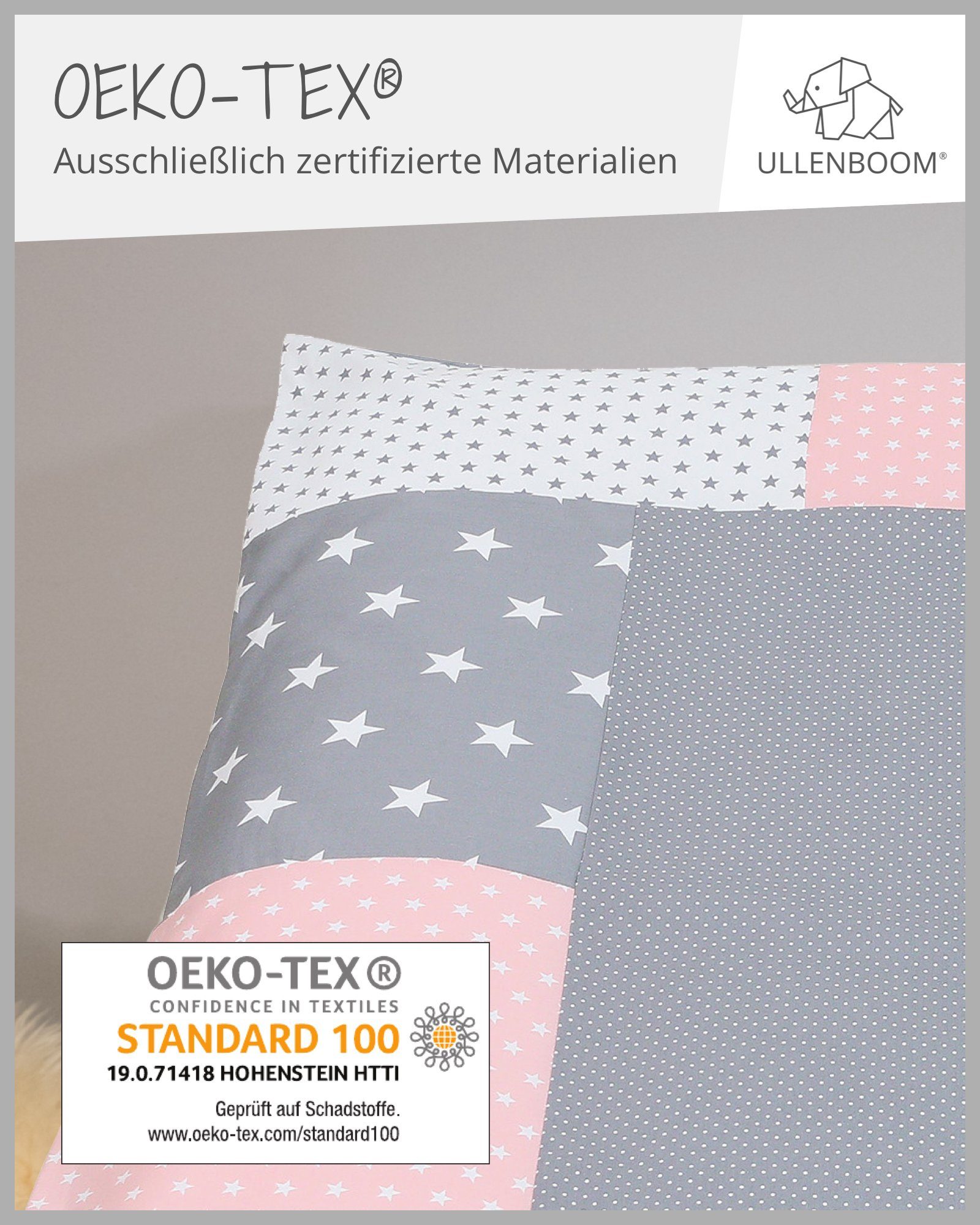 Wickelauflagenbezug Grau 100% Wickelauflagenbezug ULLENBOOM Rosa in Baumwolle cm (Made Bezug 85x75 Hotelverschluss, mit ® EU),