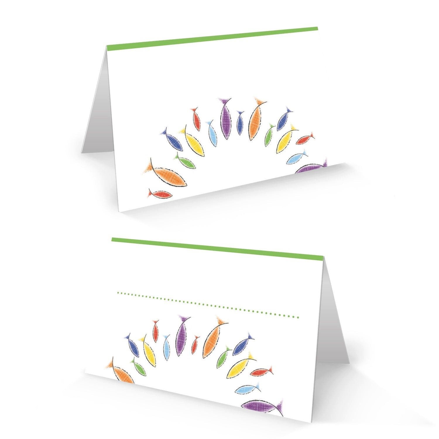 Logbuch-Verlag Klappkarte bunte Tischkarten mit bunten Fischen für Kinder (VE = 25 St)