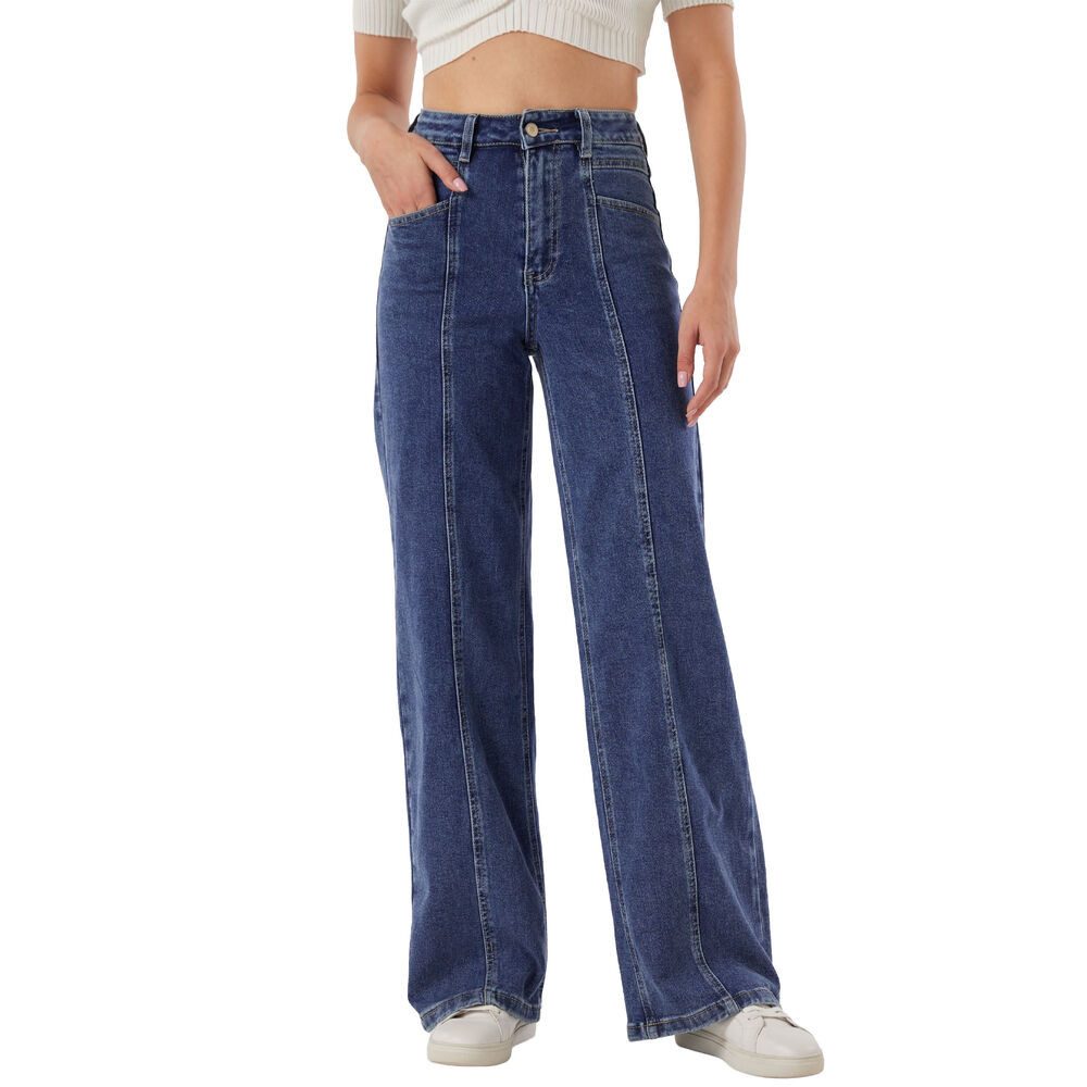 Ital-Design Dad-Jeans Damen Freizeit (91279946) Used-Look Stretch High Waist Jeans in Blau