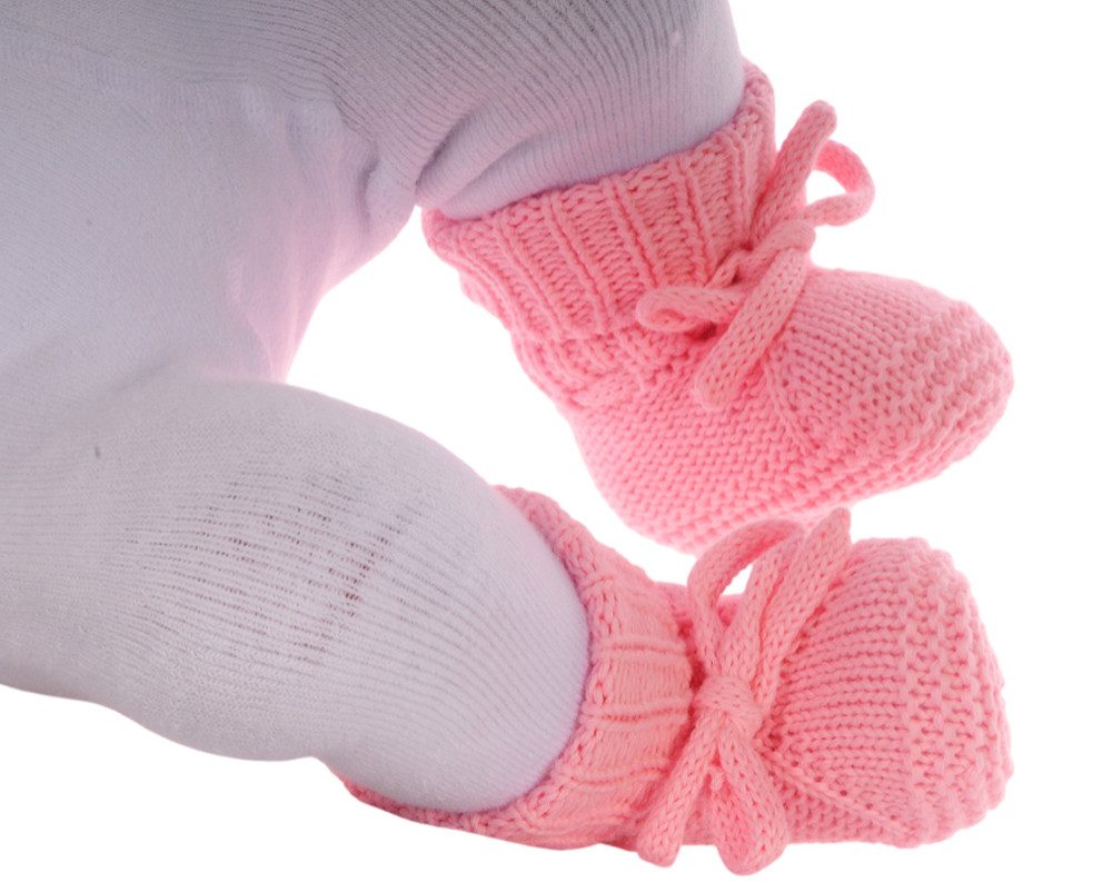 La Bortini Füßlinge Baby Strickschuhe Erstlingssocken gestrickt Stricksocken in Rosa
