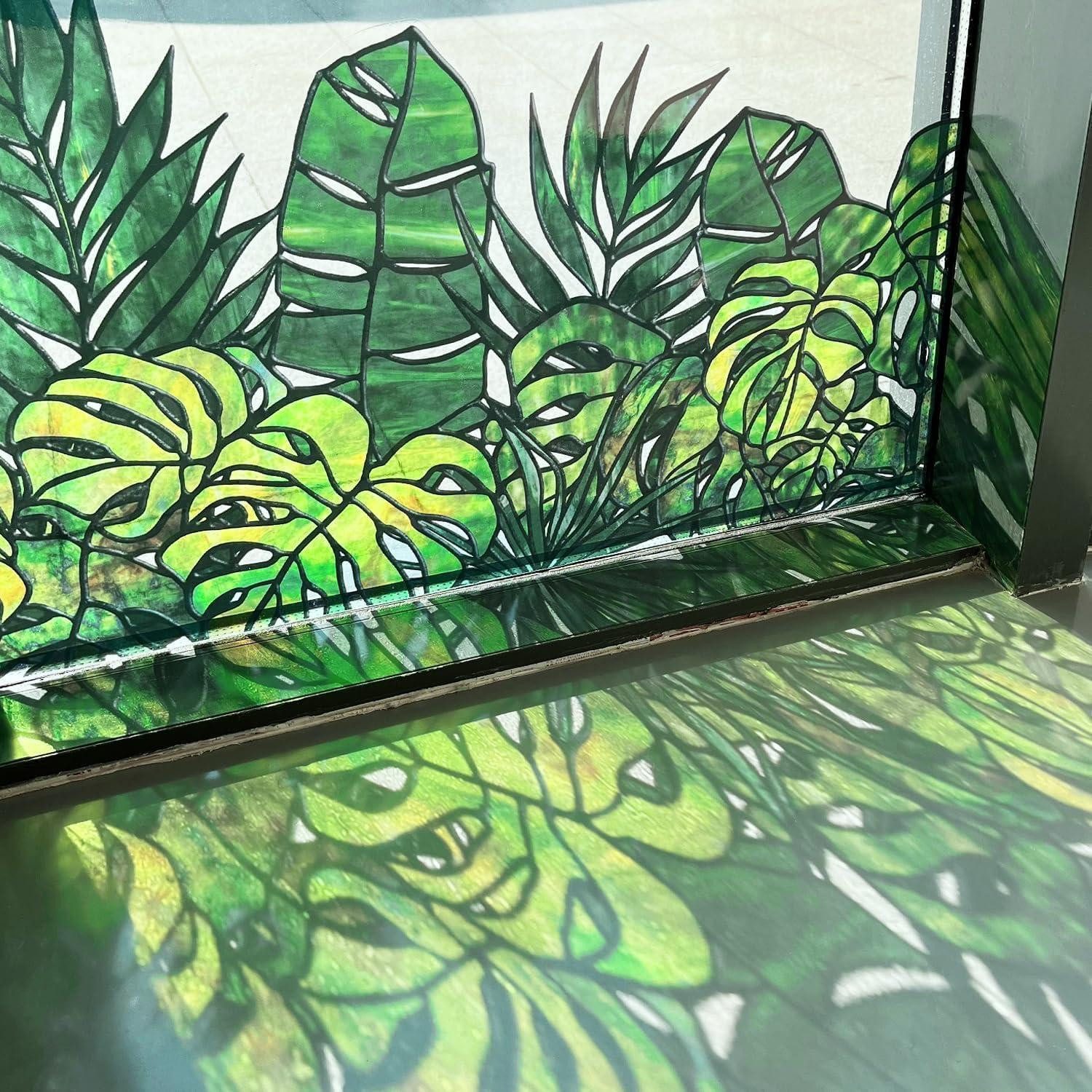 LuxusKollektion Fensterbild Fenstersticker Tropisches Blatt 43x138cm