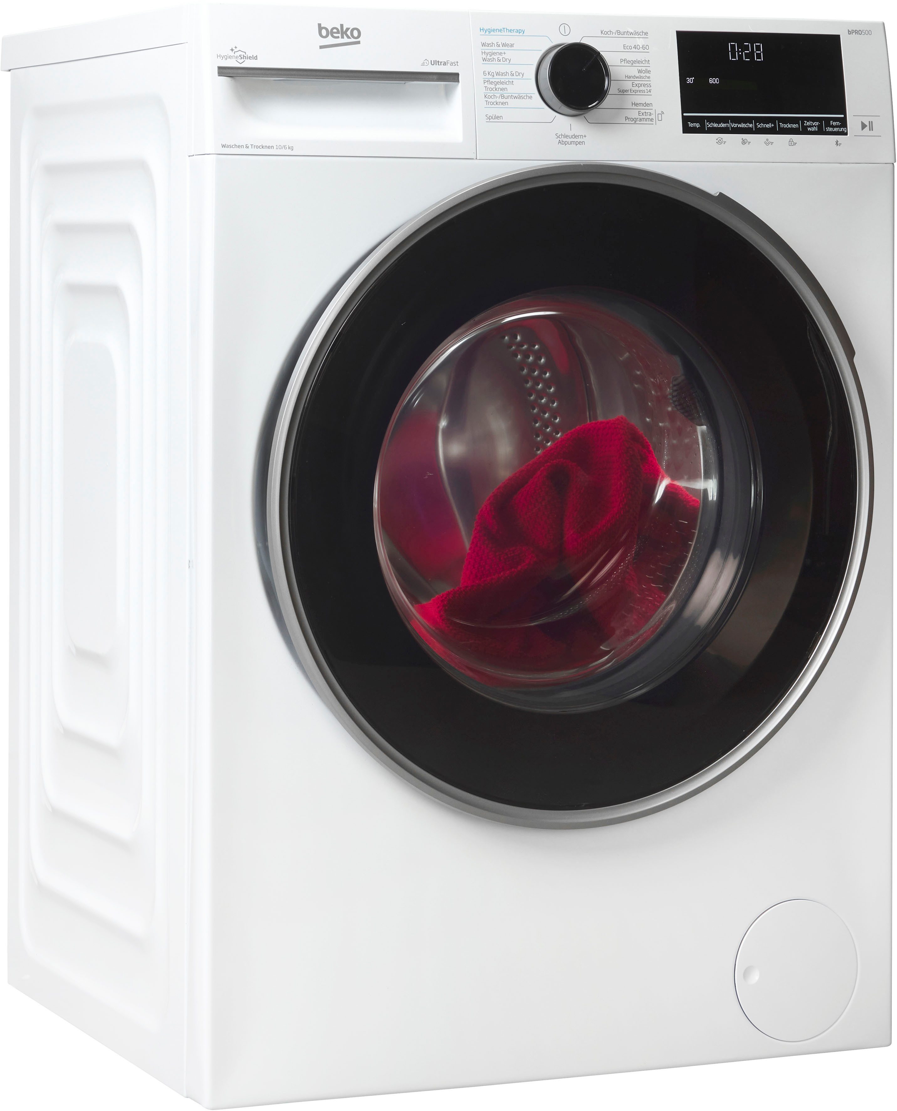 BEKO Waschtrockner B3DFT510447W 7178555400, 10 kg, 6 kg, 1400 U/min, Vollelektronik