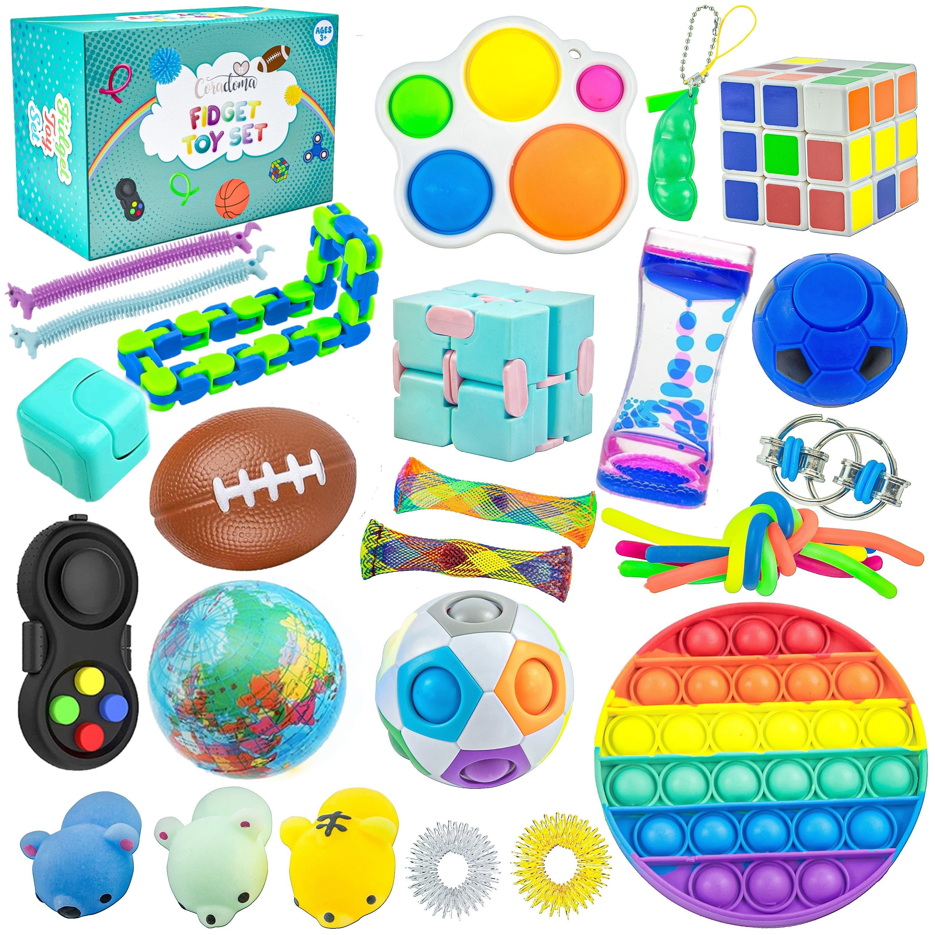 Coradoma Обучающие игрушки Fidget Toys Set - Anti Stress Игрушки Pop It Squishy Mochi Sensorik (28-St)