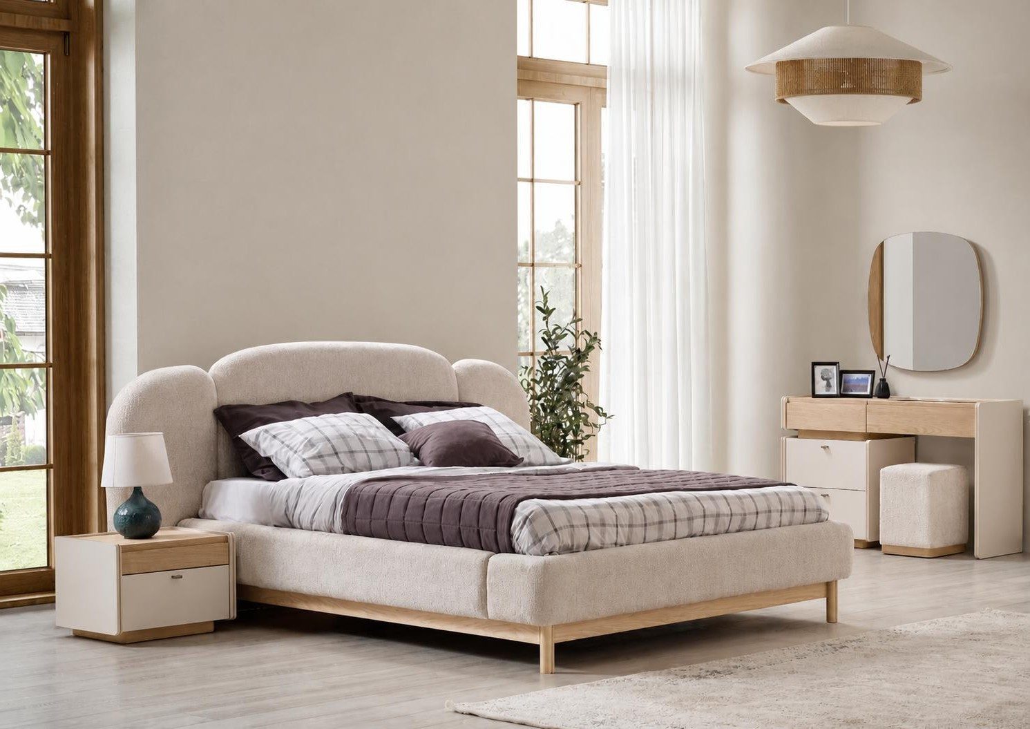 Xlmoebel Wandspiegel Quadratischer Wandspiegel mit abgerundeten Ecken in Beige, Made in Europa