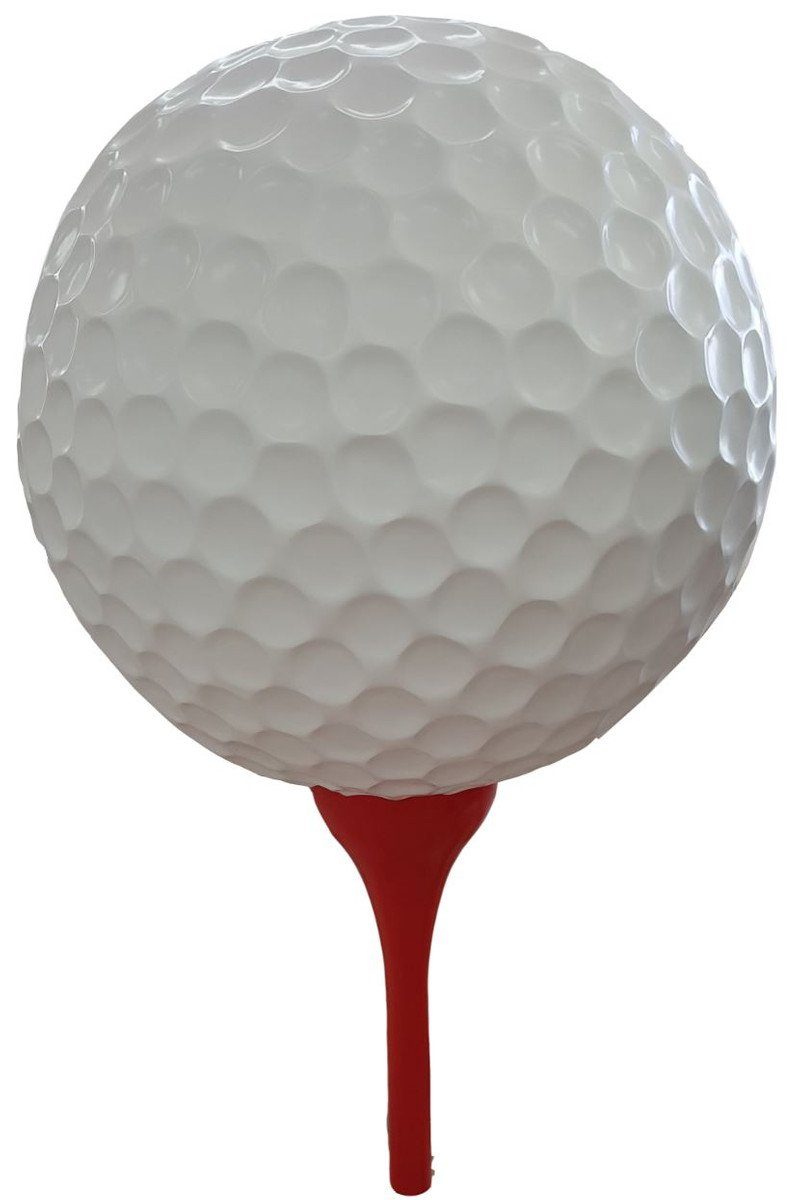 Casa Padrino Skulptur Designer Deko Skulptur Golfball Weiß / Rot Ø 120 x H. 200 cm - Riesige Wetterbeständige Gartendeko