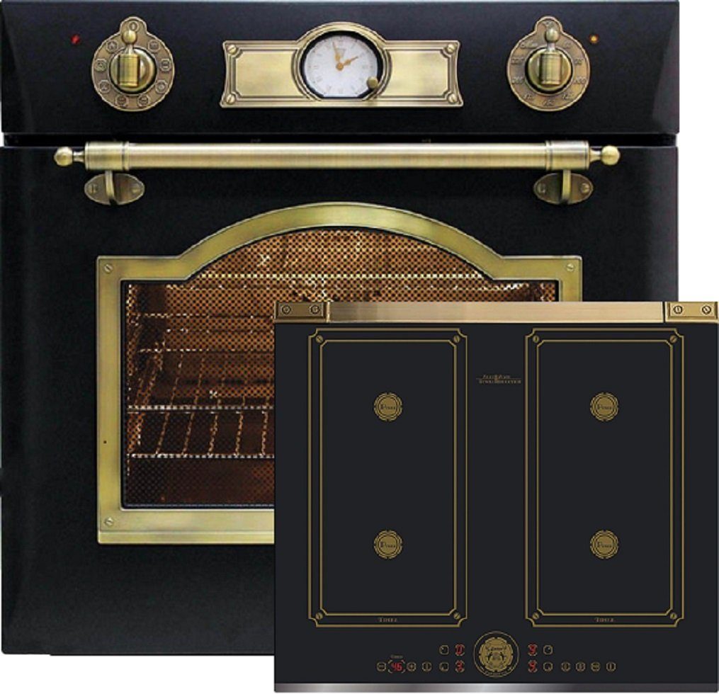 Kaiser Küchengeräte Induktions Herd-Set Eh 6355 Em+KCT 6745 AD, mit 1-fach-Teleskopauszug, Retro Elektro Einbau Backofen 60cm 67L + Induktionskochfeld 60 cm