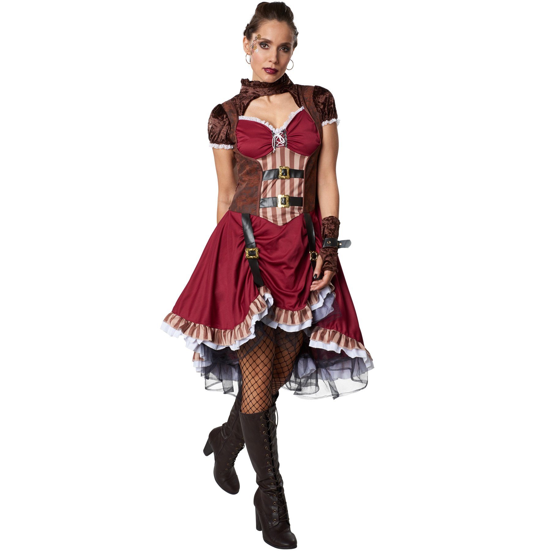 dressforfun Kostüm Frauenkostüm Steampunk Edelfrau, Kurzärmeligen Satinklei günstig online kaufen