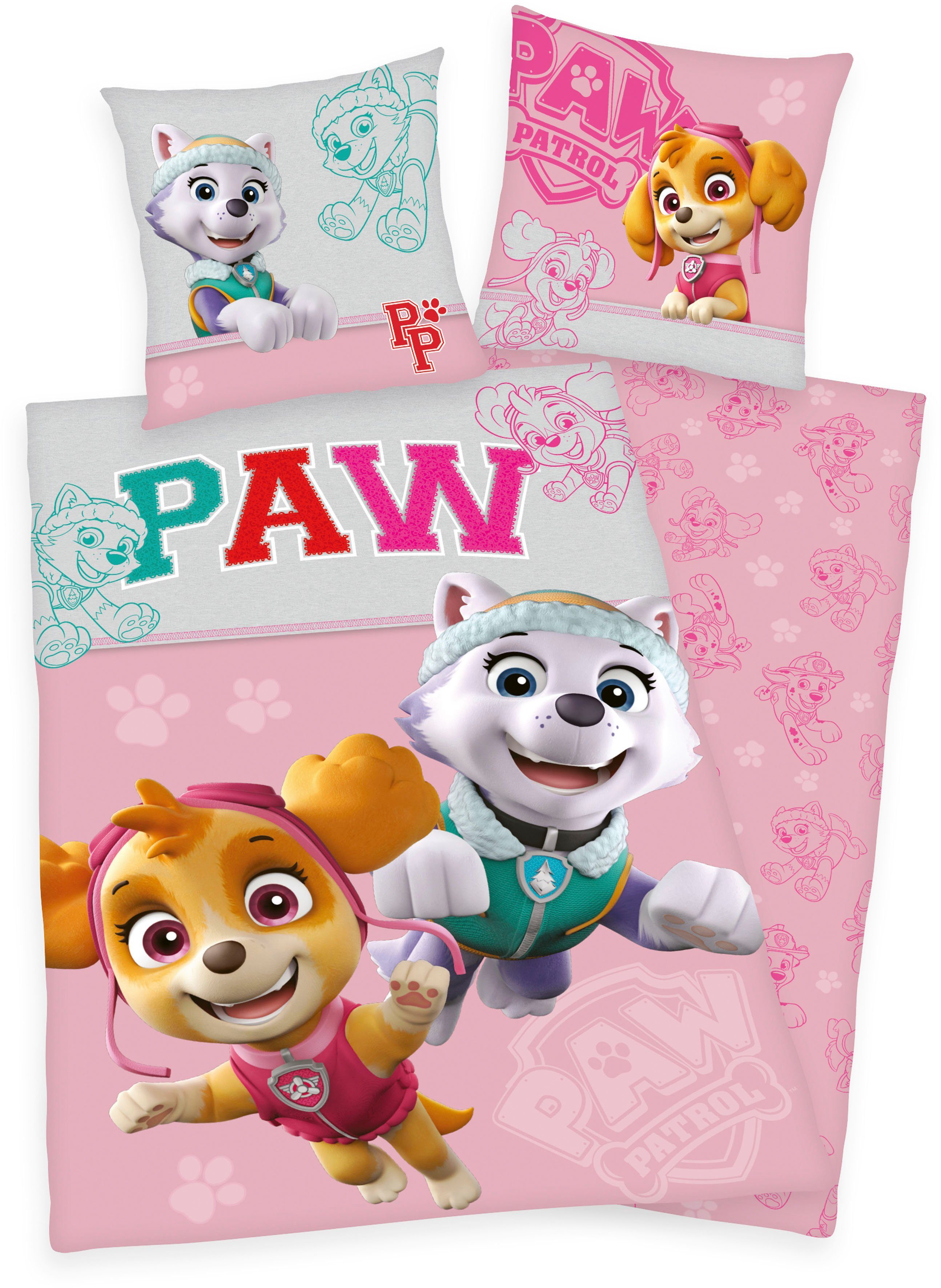 Kinderbettwäsche Paw-Patrol, PAW PATROL, Linon, mit tollem Paw Patroll Motiv